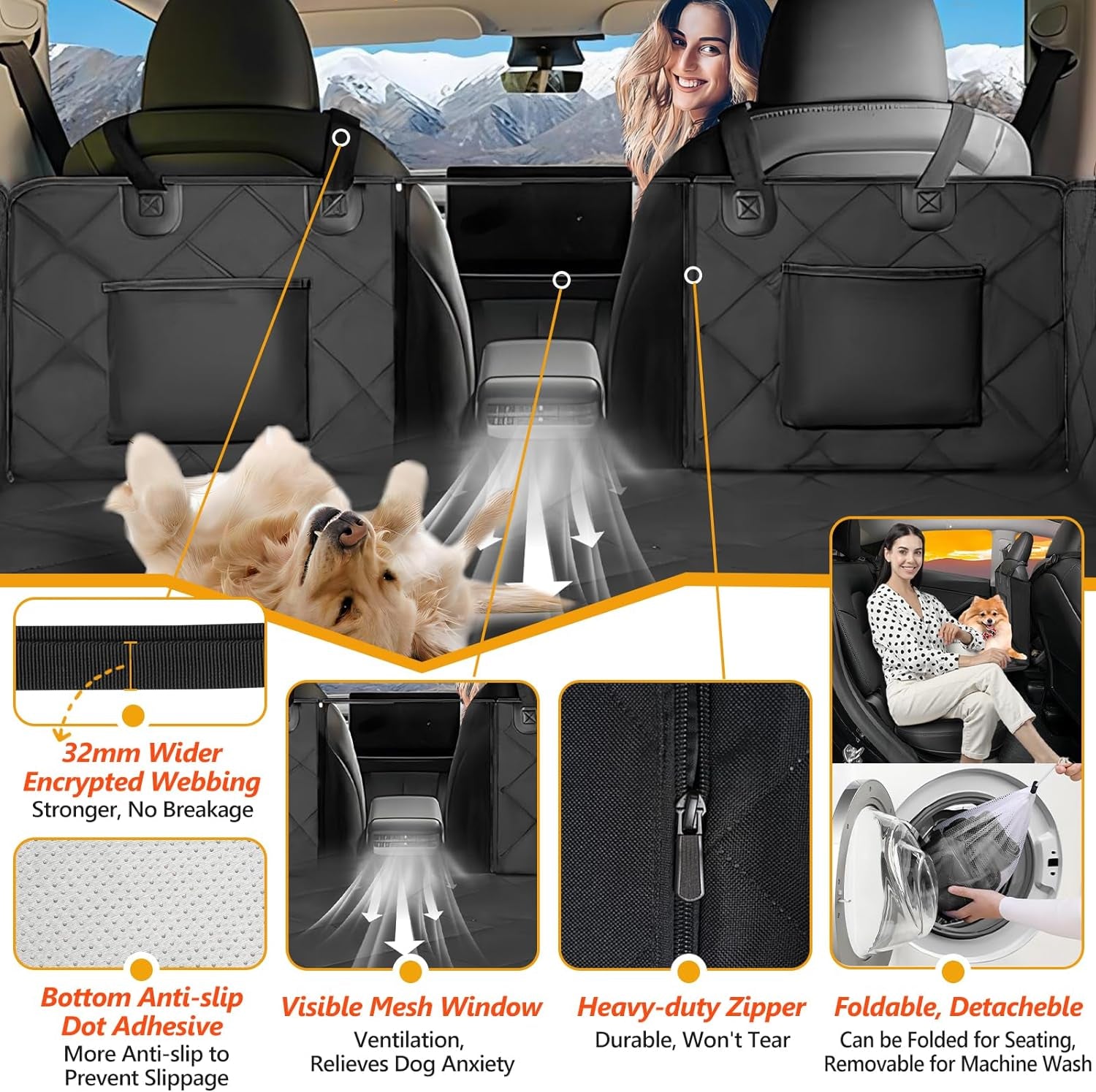 Back Seat Extender for Dogs - Sturdy, Waterproof, Holds 400 lbs, for Car/SUV/Truck