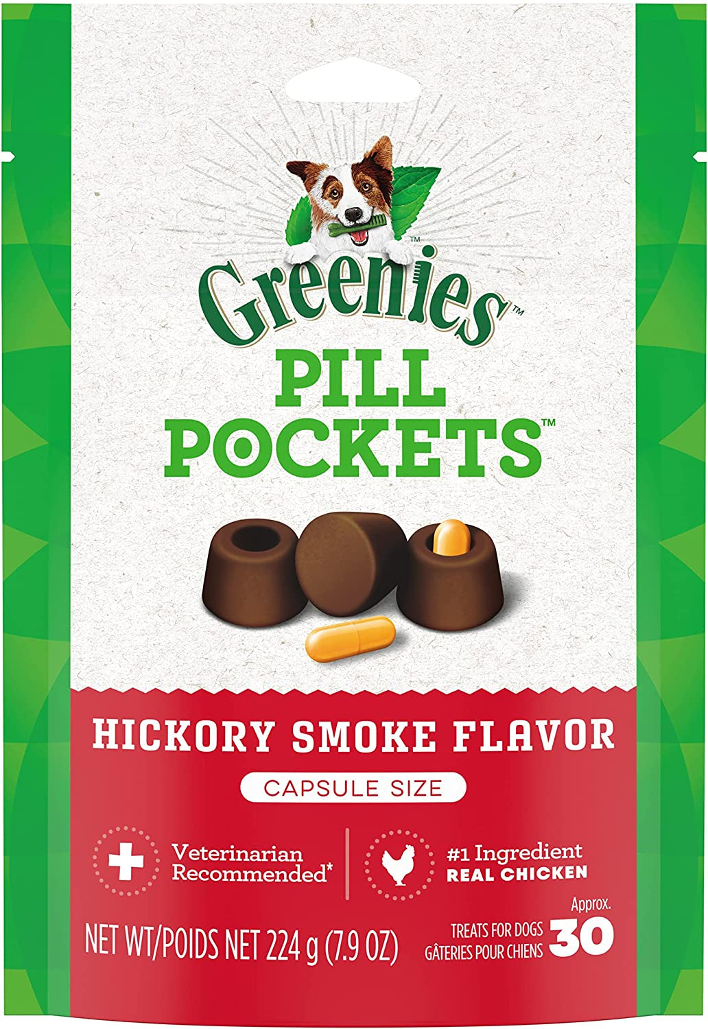 Greenies Pill Pockets for Dogs, Real Peanut Butter Flavor, Capsule Size Soft Treats, Easy-to-Give Pill-Hiding Dog Snacks