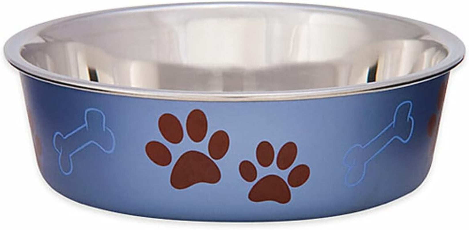 Loving Pets Bella Bowls: No-Tip Stainless Steel, Spill-Proof Pet Bowl, Medium, Blueberry Blue