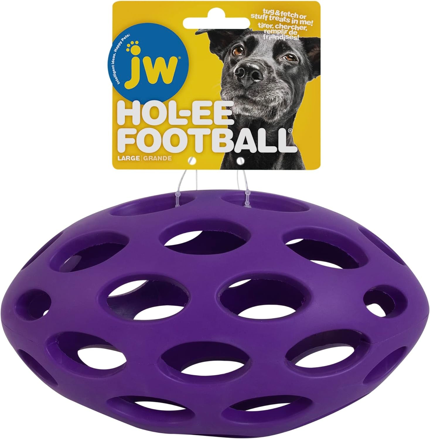 JW Pet Hol-Ee Roller, Puzzle Ball Dog Toy, Natural Rubber, Large, 5.5 Inch Diameter