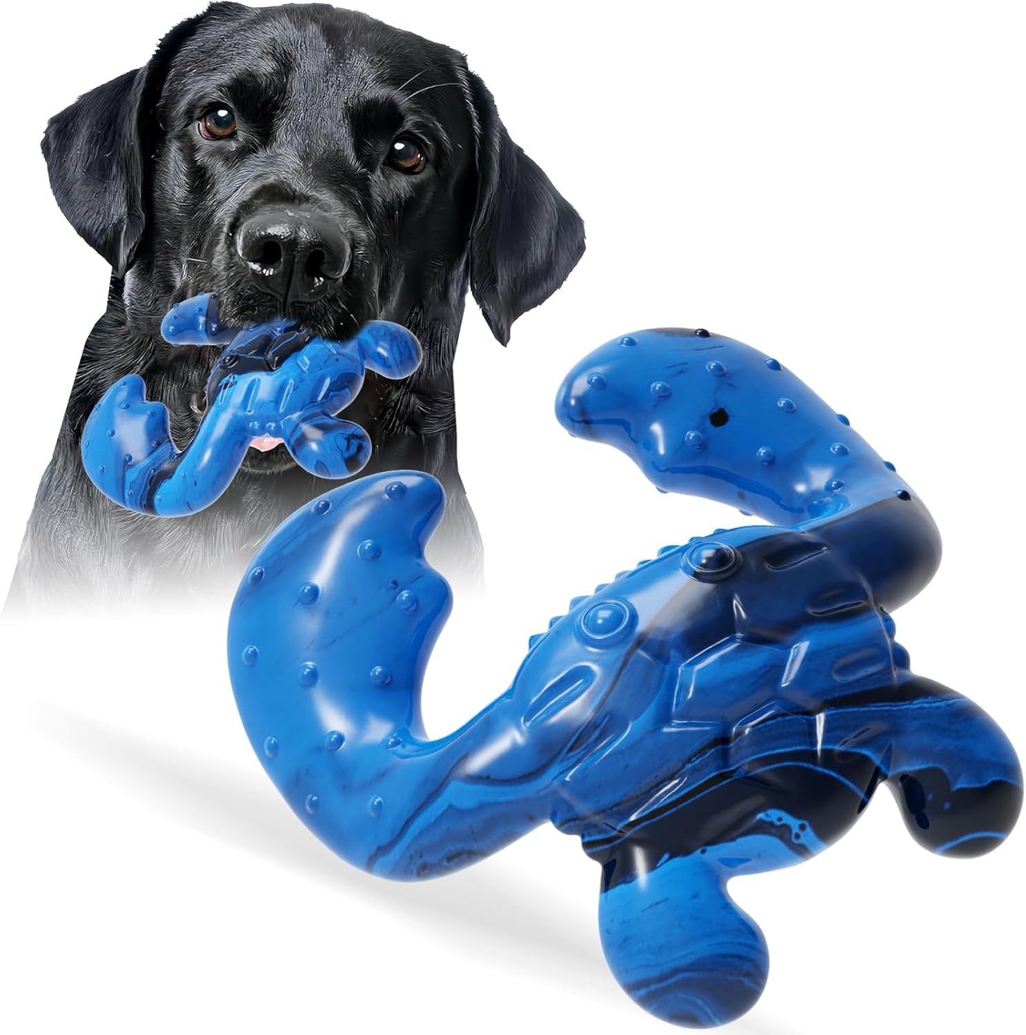 Durable Nylon Crab Dog Toy - Bacon Flavor for Aggressive Chewers, Interactive Toy for Medium/Large Dogs