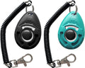 Dual Pack Pet Training Clickers with Wrist Straps: Black & Blue, Effective for Dogs