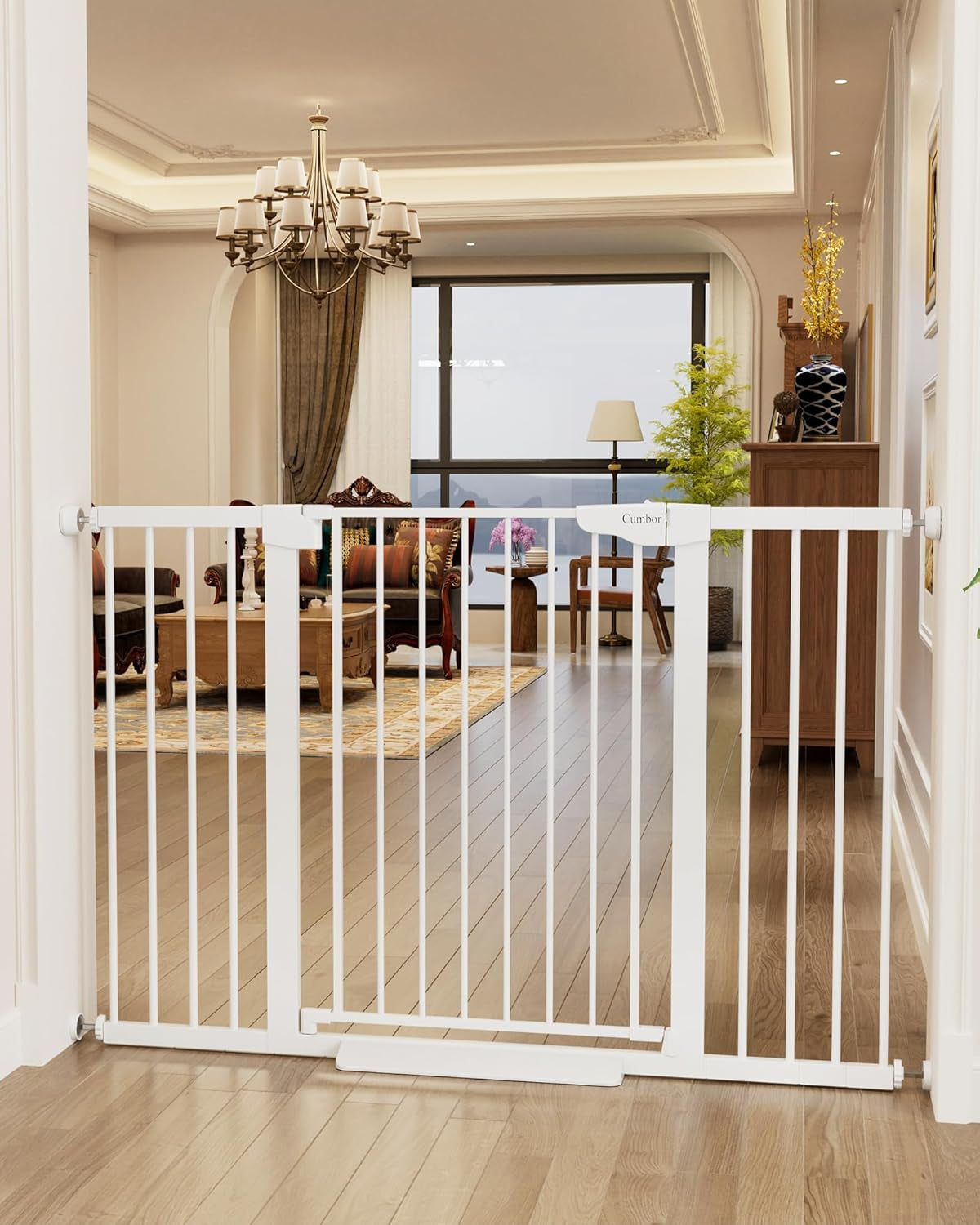 Auto-Close Dog Gate for Stairs & Doorways - Pressure-Mounted Pet Safety Gate, Easy Installation