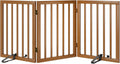Wooden Foldable Dog Gate, Freestanding Multi-Panel Indoor Pet Gate, Extra Wide 24