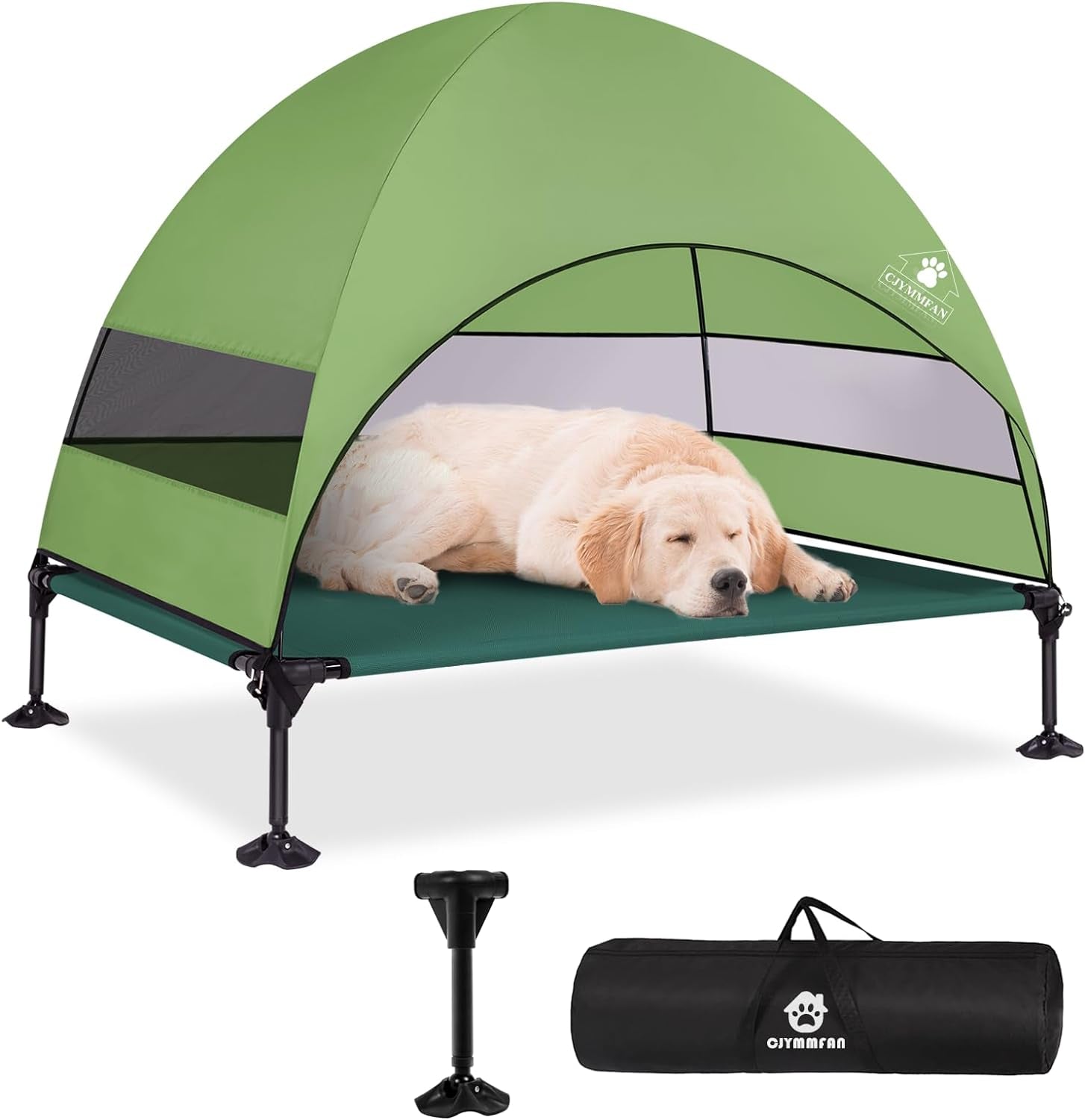 Elevated Dog Bed with Canopy, Anti-Slip Feet, Portable Pet Cot, Shade for Large Dogs, Indoor & Outdoor