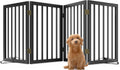 Wooden Foldable Dog Gate, Freestanding Multi-Panel Indoor Pet Gate, Extra Wide 24