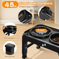 4-Height Adjustable Elevated Dog Feeder: 2-in-1 Slow Feeder & Water Bowl, Anti-Dust, Black