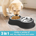 Double Dog Bowls - Stainless Steel, Non-Slip Resin Station, for Puppies, Medium Dogs