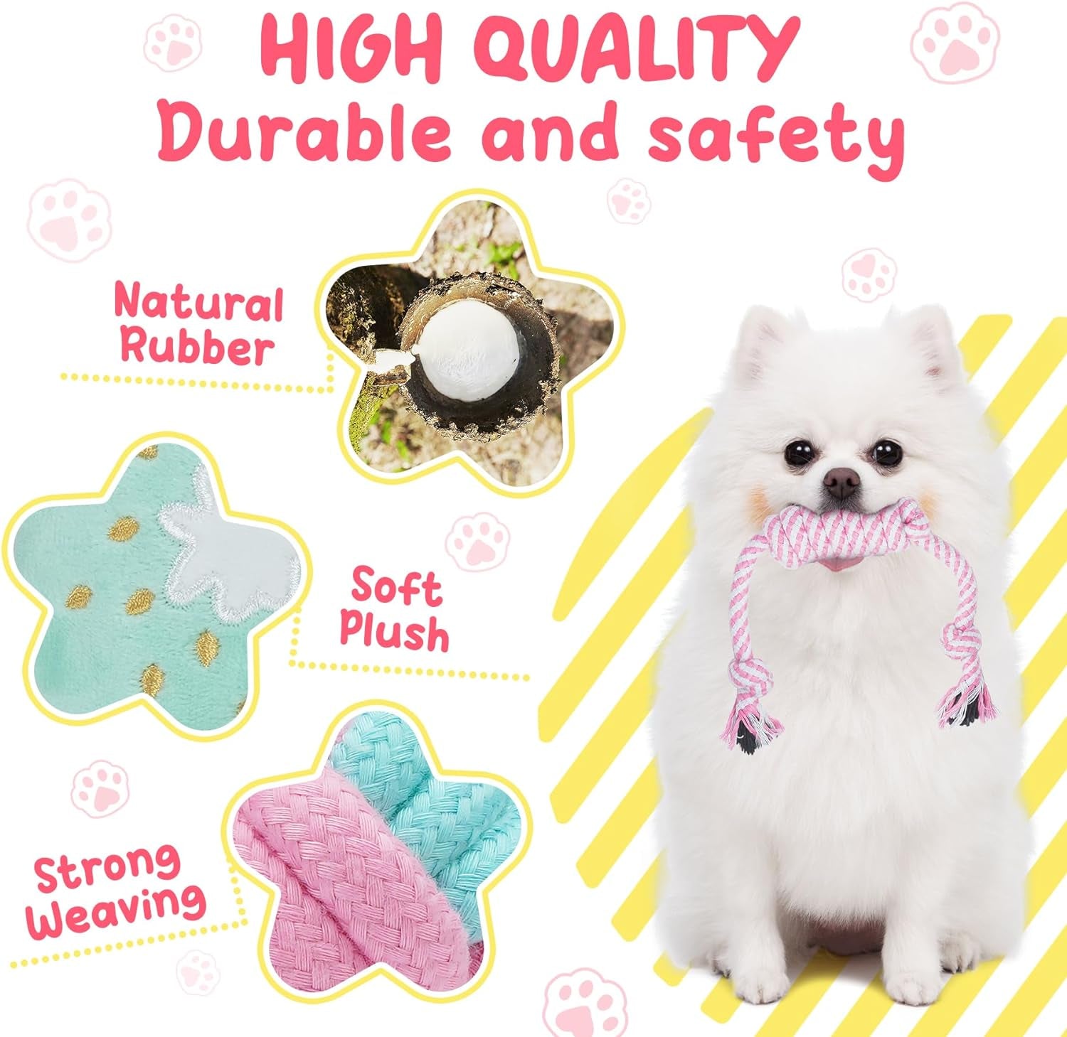 Pink Puppy Toys for Boredom - 23 Pack Puppy Chew Toys for Teething, Interactive Dog Toys for Puppies, Cute Small Dog Toys with Treat Ball, Squeaky Dog Chew Toys and Ropes