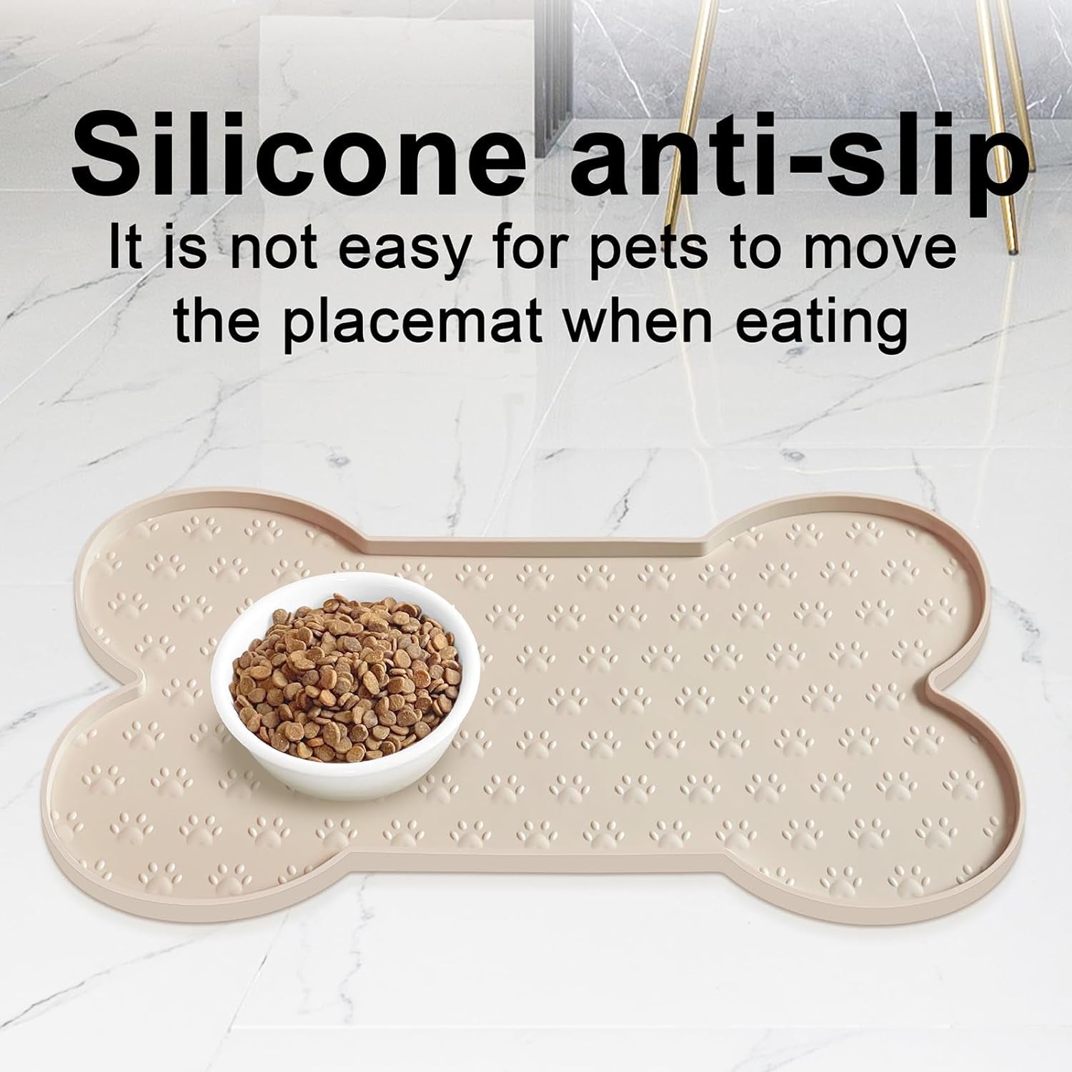 Anti-Slip Silicone Dog Food Mat - Waterproof, Raised Edge, Suitable for Small to Medium Pets