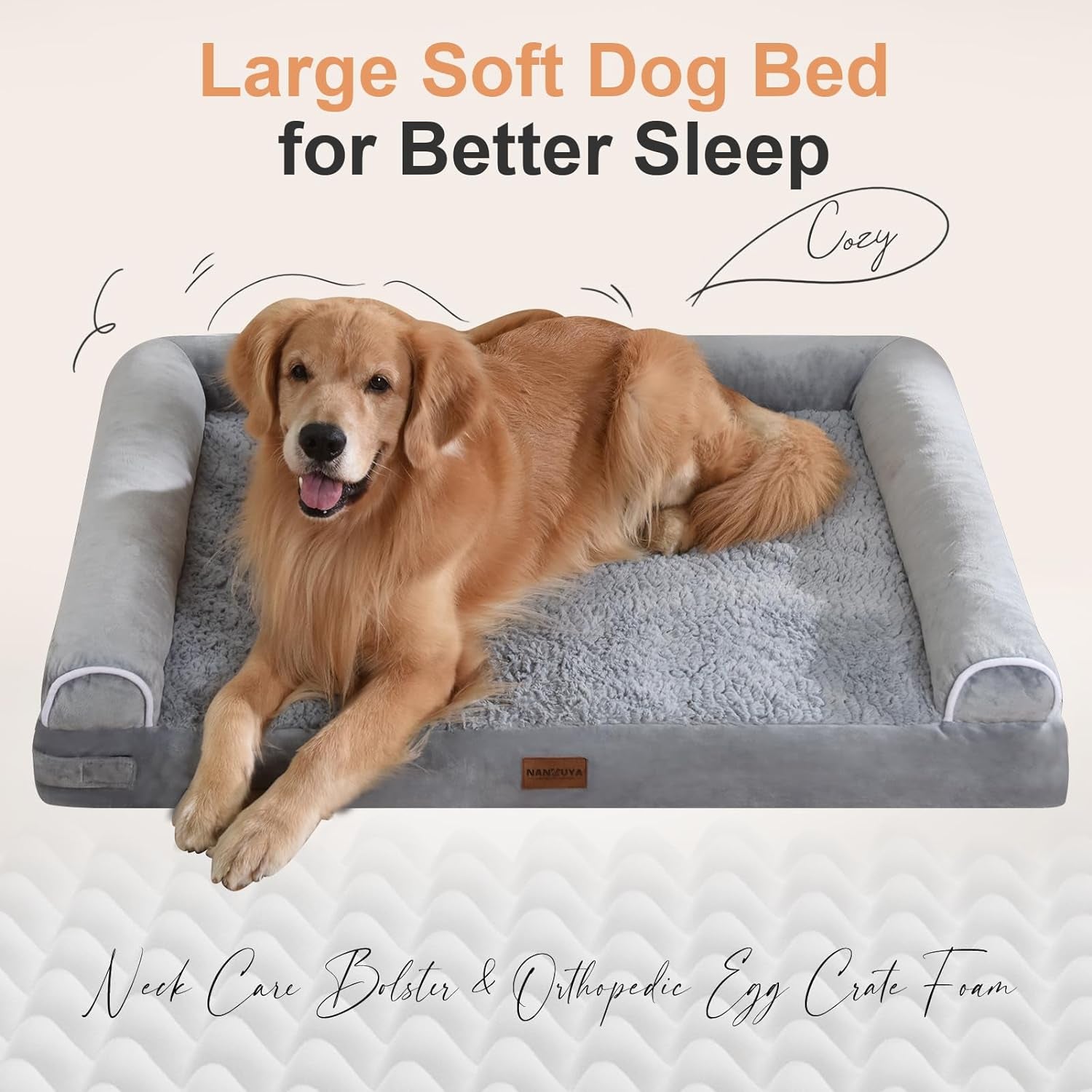 Large Orthopedic Dog Sofa Bed: Memory Foam, Waterproof, Removable Cover, Washable