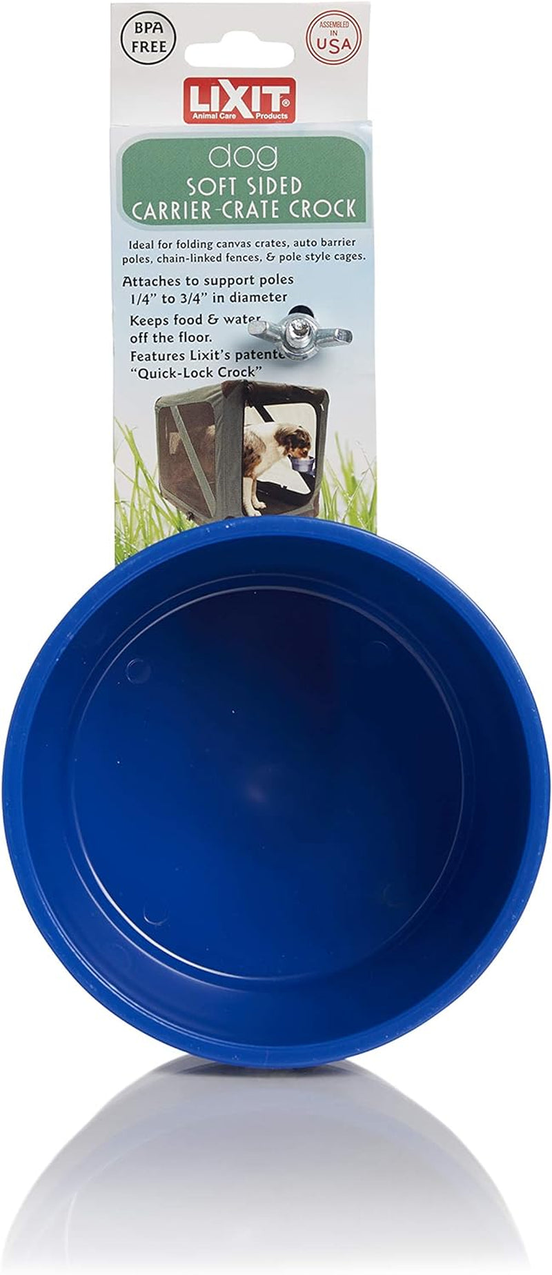 Lixit 20oz Quick Lock Dog Kennel Bowls for Wire Crates - Removable Granite Bowl for Easy Feeding