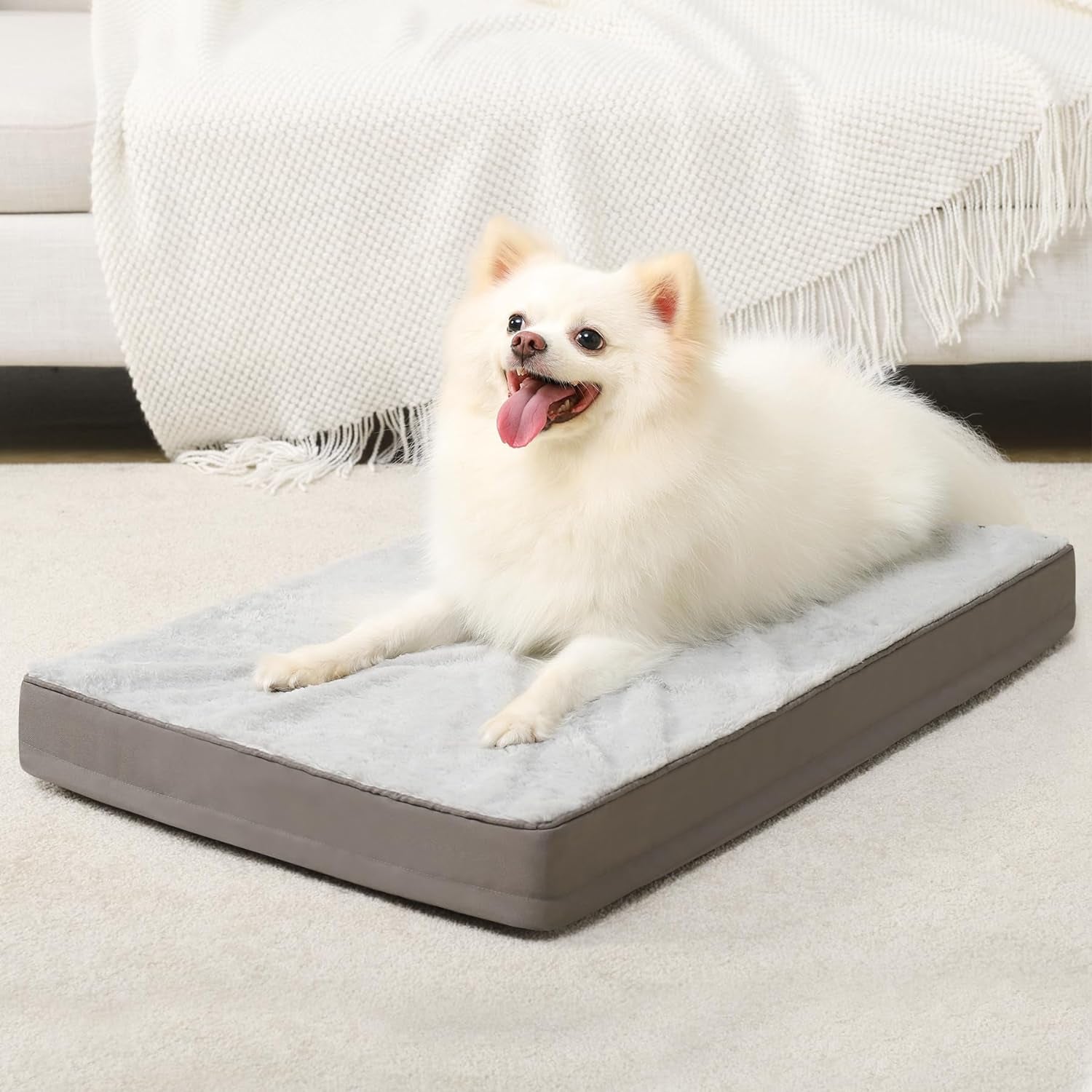 KSIIA Orthopedic Crate Bed - Plush, Washable with Egg Crate Foam, Removable Cover