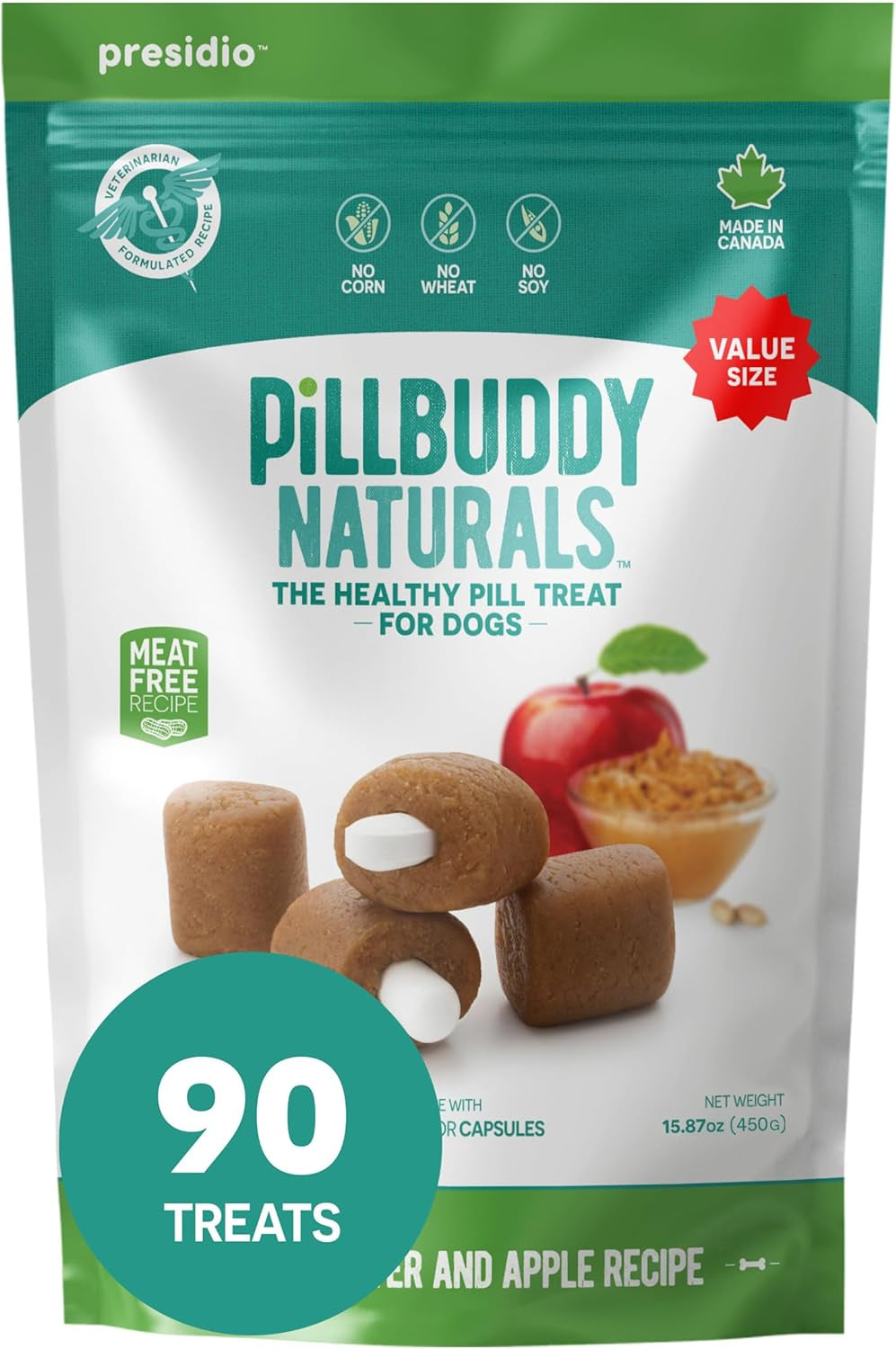 Pill Buddy Naturals - Peanut Butter & Apple, Pill & Medication Hiding Treats for Dogs