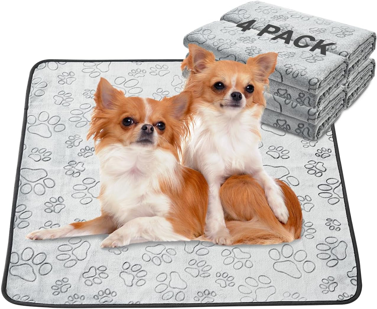 Qeils Reusable Washable Puppy Pads - 2 Pack Waterproof Non-Slip, Absorbent Training Mats for Crates, Playpens