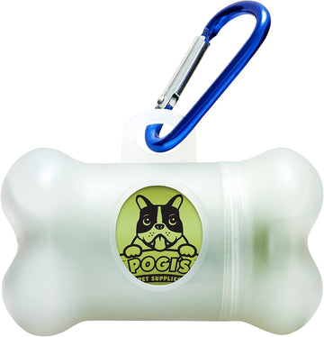 Pogi’s Poop Bag Dispenser with Metal Carabiner Clip, Includes 15 Leak-Proof Dog Poop Bags