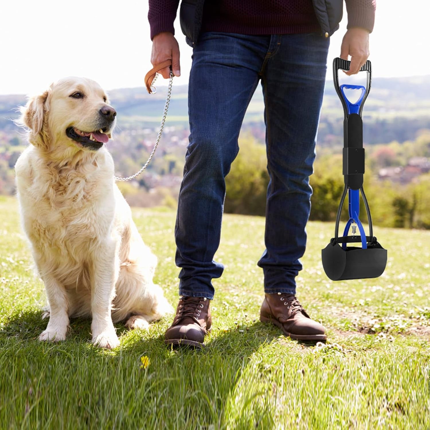 Folding Pooper Scooper for All Dogs - Easy to Use with Durable Spring, Premium Materials