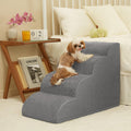 Romrol 4-Tier Dog Stairs: Non-Slip, Waterproof Fabric Cover, Ramp for Pets with Joint Issues, Grey