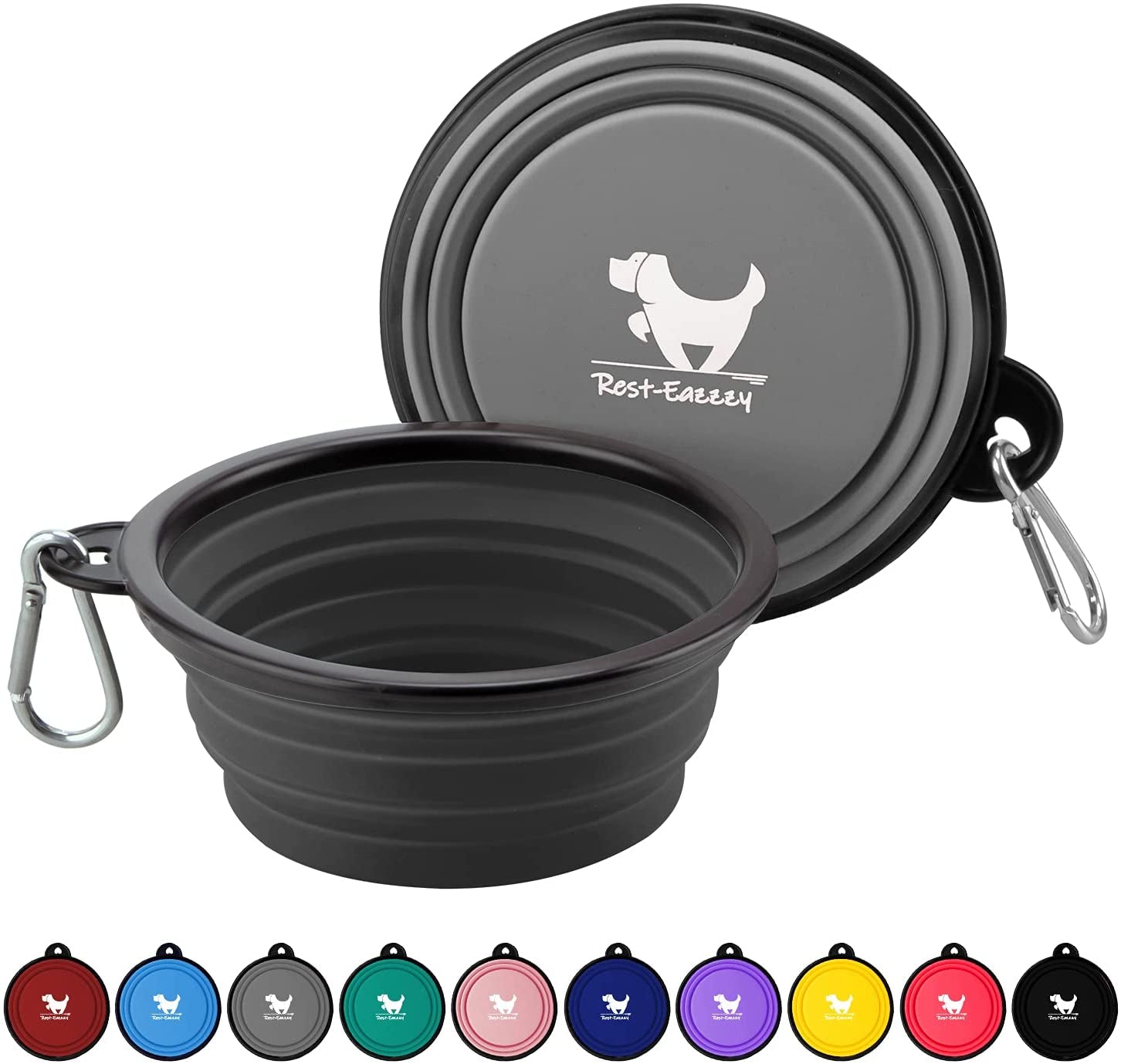 2-Pack Collapsible Dog Bowls with Carabiners: Portable, BPA-Free for Travel & Outdoor Activities