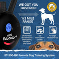 Educator ET-300 Black Ecollar, 1/2 Mile Range, 100 Levels, Waterproof, with Training Clicker