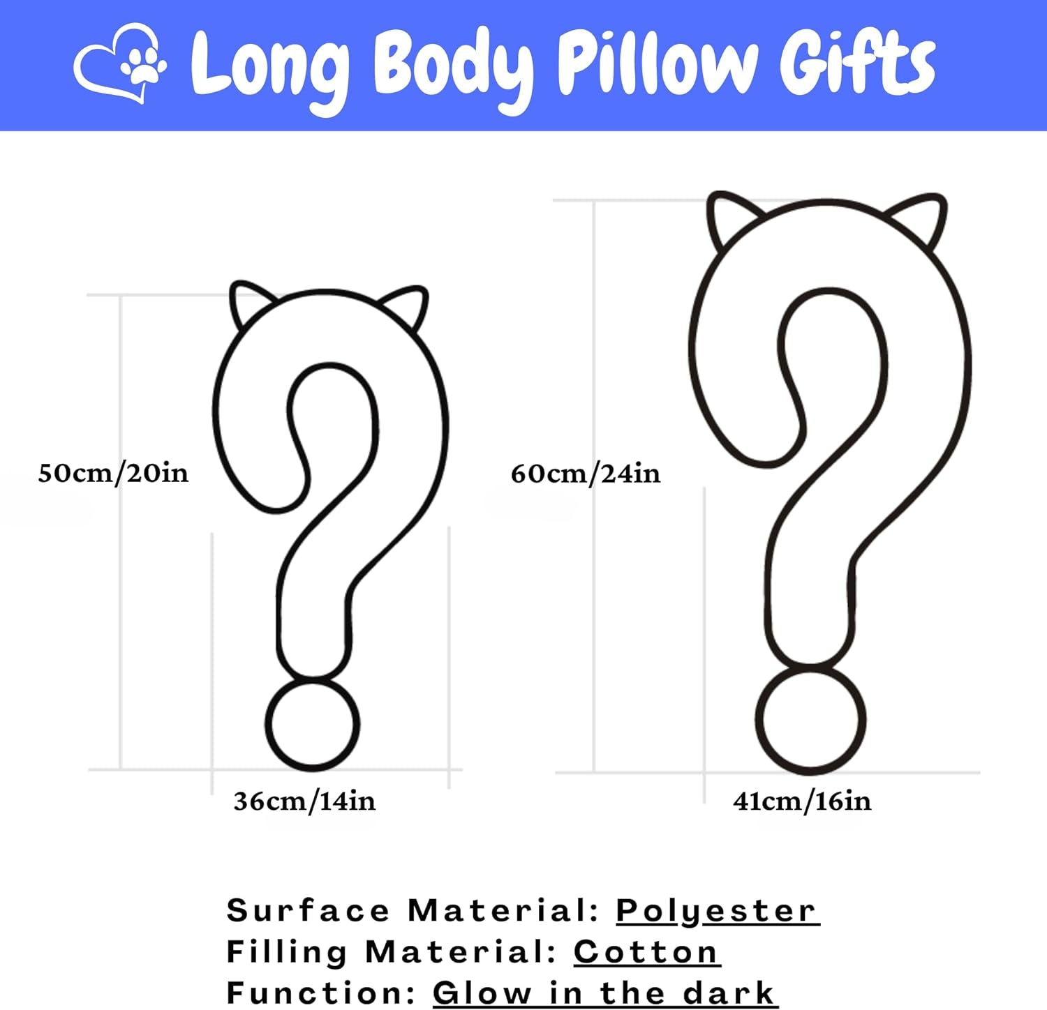Glow in the Dark Dog Calming Pillow, Soft Cozy Question Mark Pillow, Machine Washable, Ideal for Nighttime Comfort