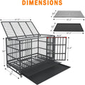 Heavy Duty Dog Crate with Wheels - Escape-Proof Steel Kennel for High Anxiety Dogs, Double Door & Tray, Extra Large XXL