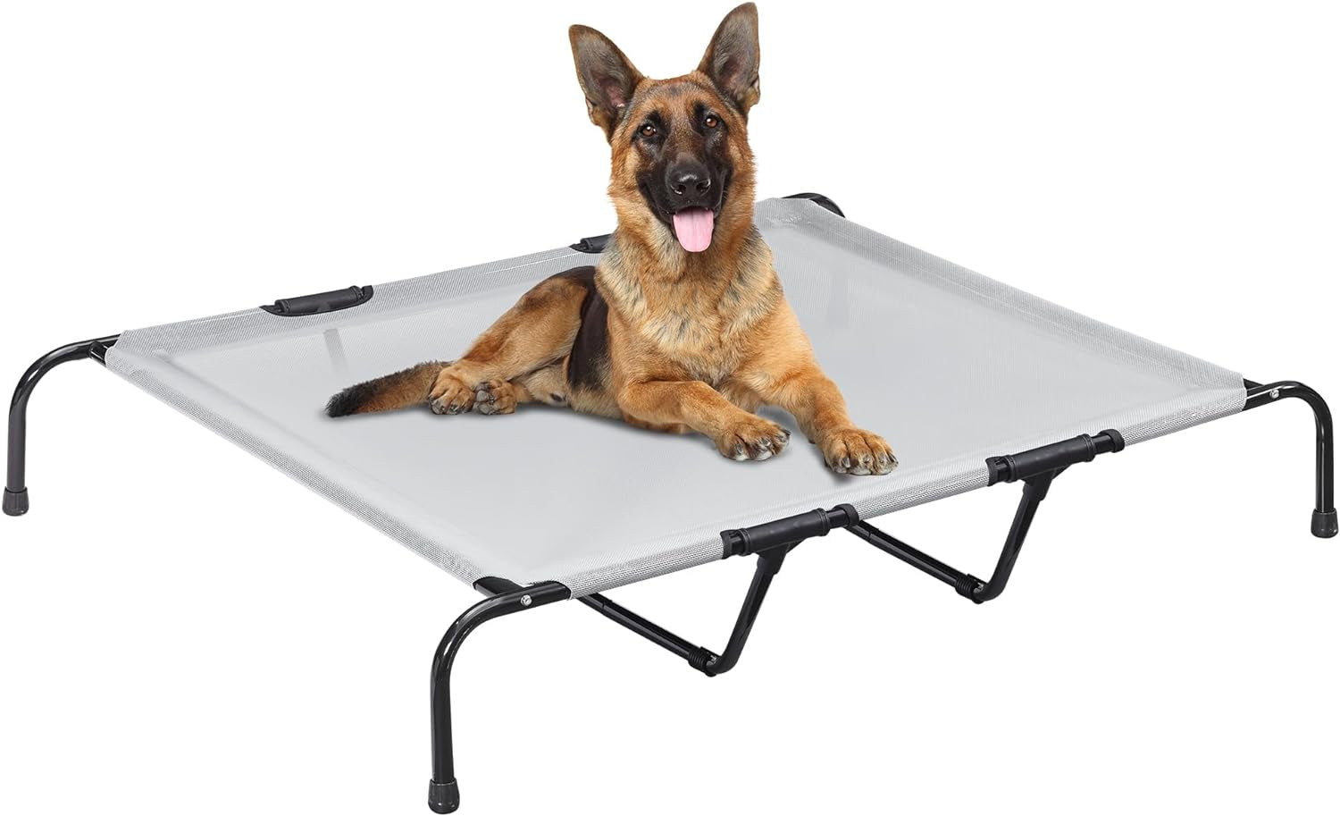 PRAISUN XL Outdoor Elevated Dog Cot with Mesh, Cooling, Portable - Dark Gray