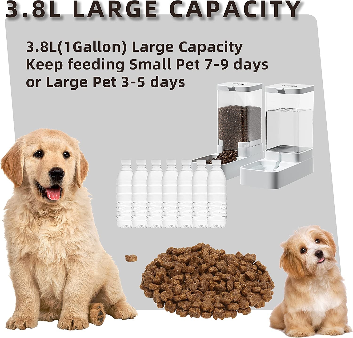 Gravity Pet Feeder & Water Dispenser Set: Automatic, Large Capacity 3.8L, For All Dogs