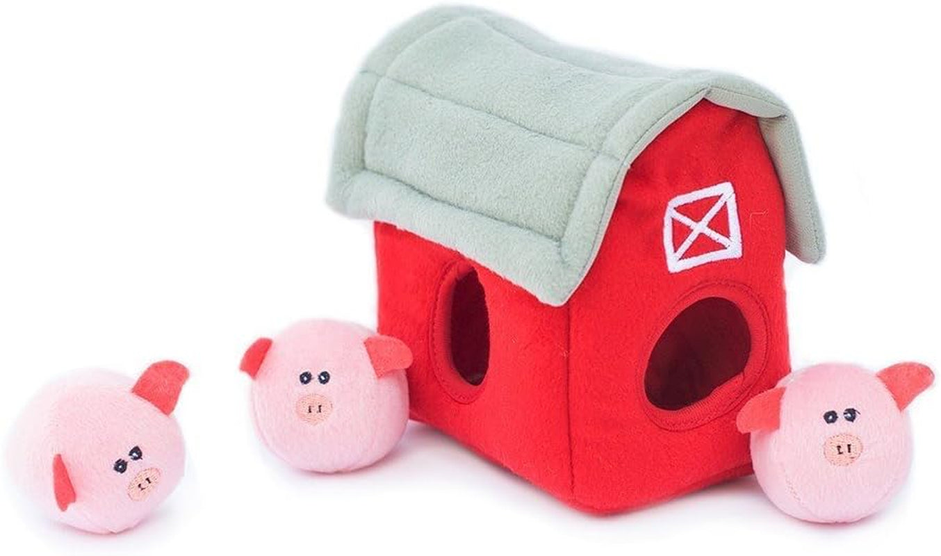 Zippypaws Bubble Babiez Pig Barn Hide and Seek Plush Dog Toy: Squeaky, Interactive