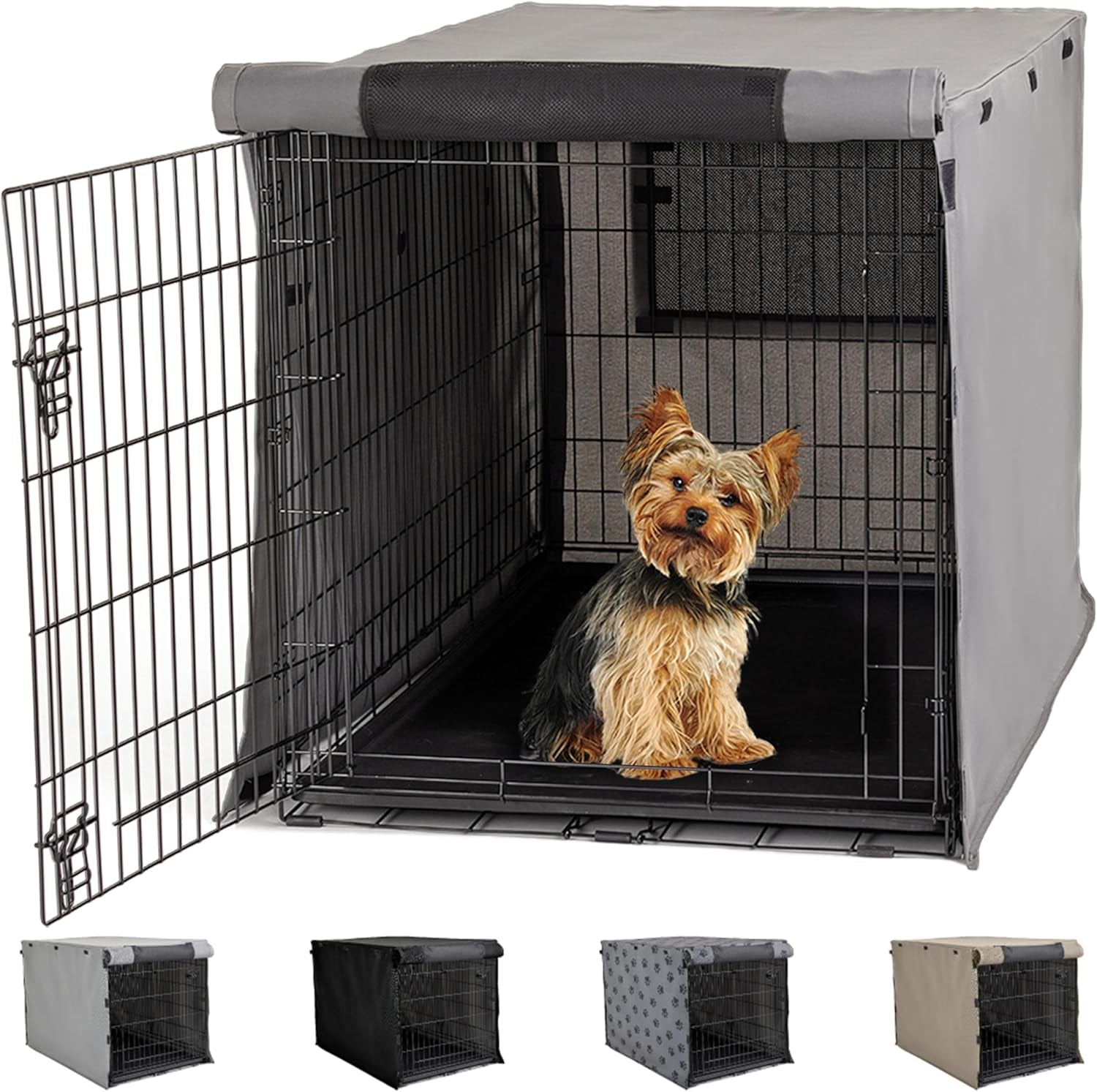 Gorilla Grip Heavy Duty Dog Crate Cover - Privacy Cover with Mesh Windows, Fits 30" Wire Crates, Washable, Paw Design