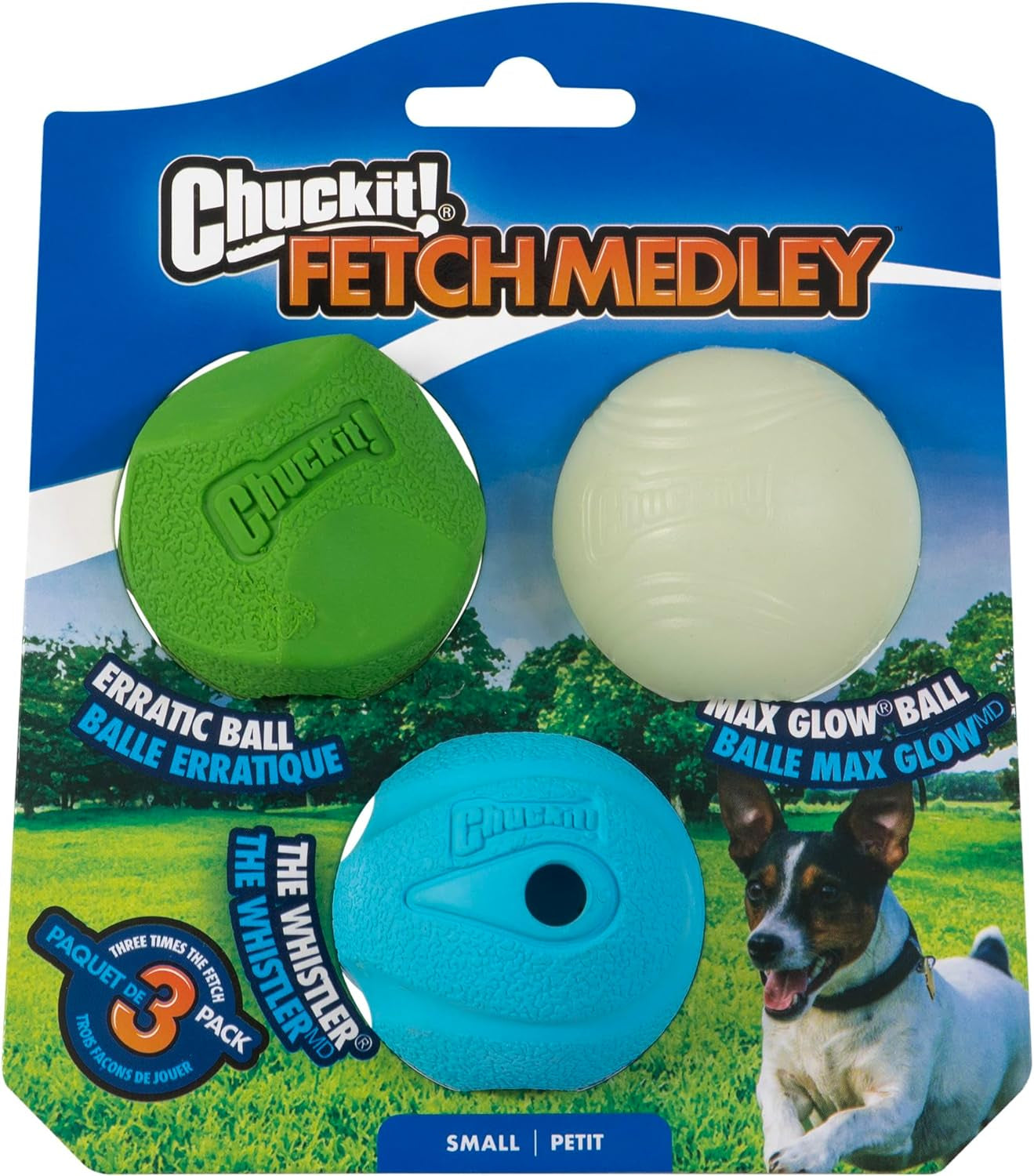 Chuckit! Dog Fetch Ball Medley, Medium, 3 Pack, Ultra, Rugged Balls Included