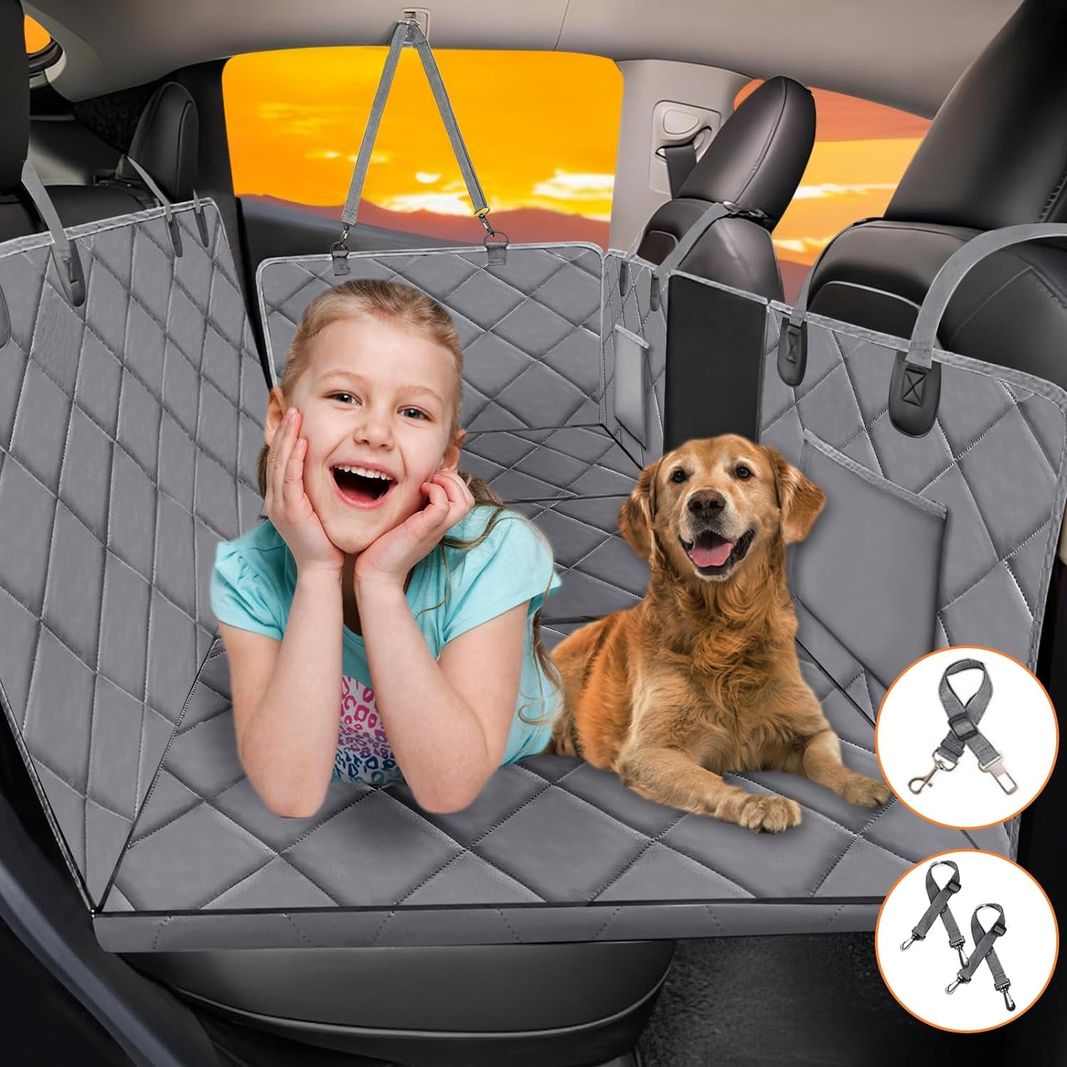 Back Seat Extender for Dogs - Sturdy, Waterproof, Holds 400 lbs, for Car/SUV/Truck