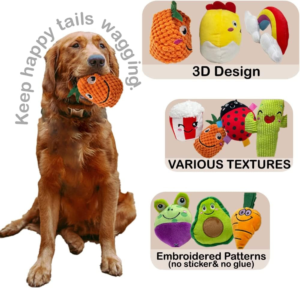 Jalousie 18-Pack Stuffed Dog Squeaky Toys: Cute, Plush Chew Toys for Small to Medium Pets