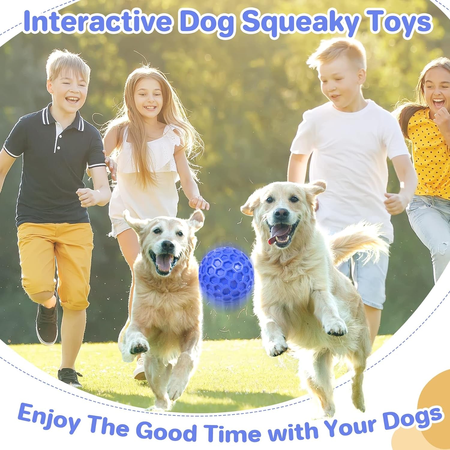 Indestructible Squeaky Dog Ball - Teeth Cleaning, Anxiety Relief, Waterproof Chew Toy for Large Breeds