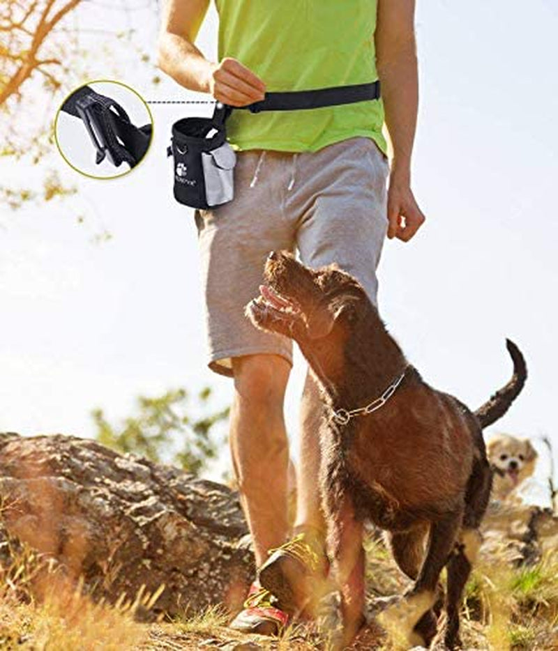 Dog Treat Bag with 3-Cup Capacity, Training Pouch with Waistband - Black