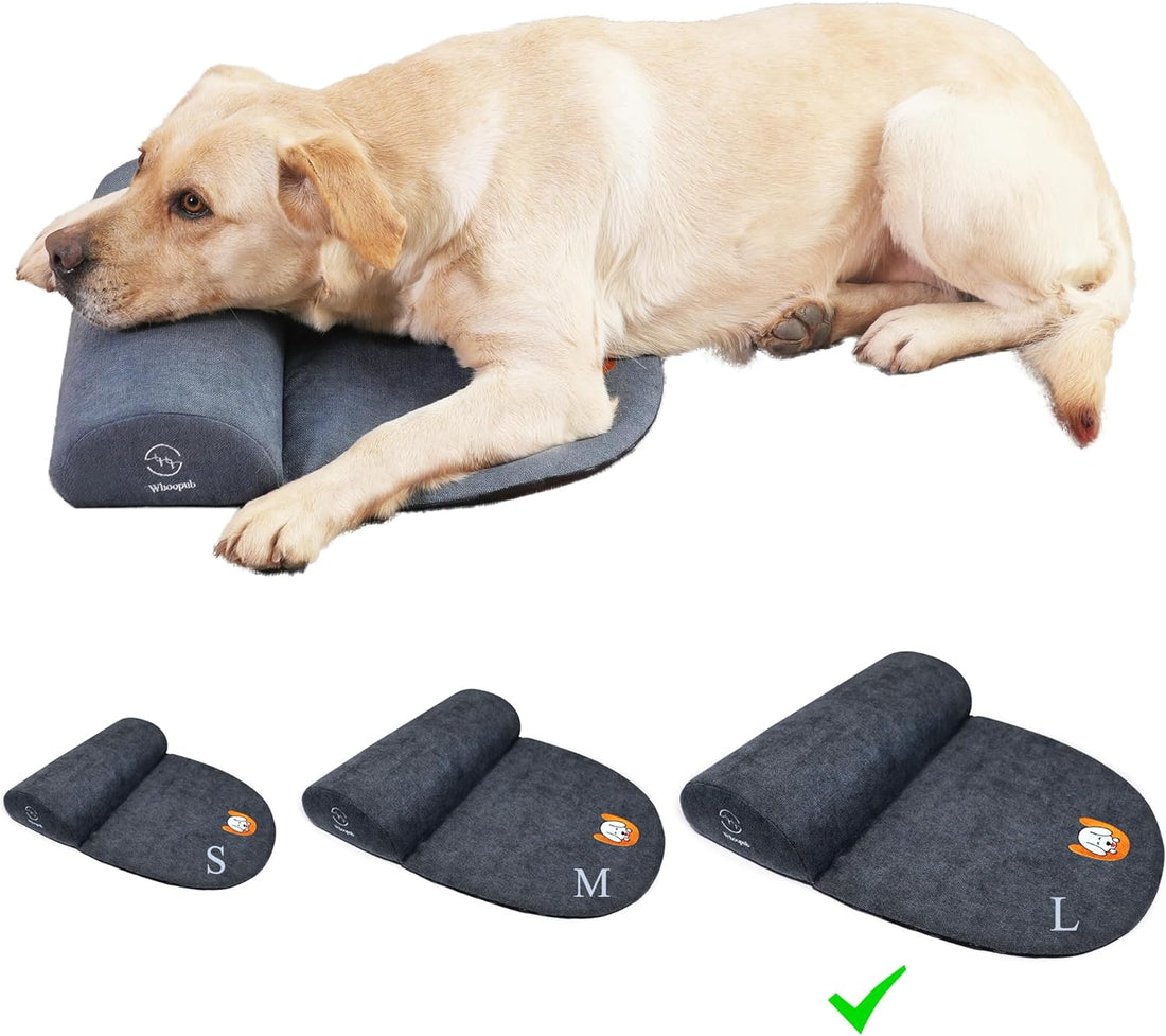 Large Dog Bolster Pillow/Headrest, High Resilience Foam for Cervical Neck Support, Machine Washable Cover