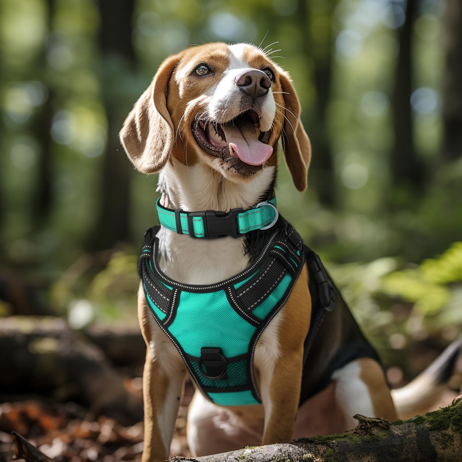 Joytale Large Reflective Dog Collar: Soft Neoprene Padded, Breathable Nylon, Adjustable, Teal