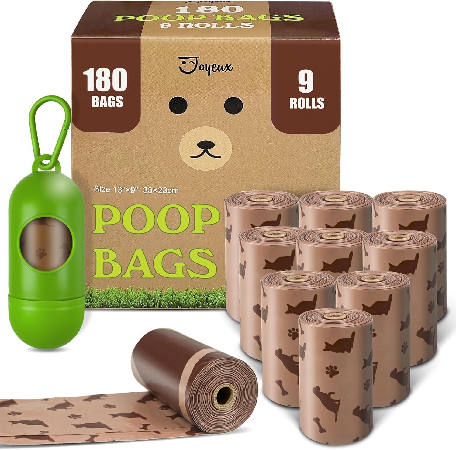 Leak-Proof Dog Poop Bags with Dispenser - Thick Waste Bags for Dogs, Unscented & Extra Strong