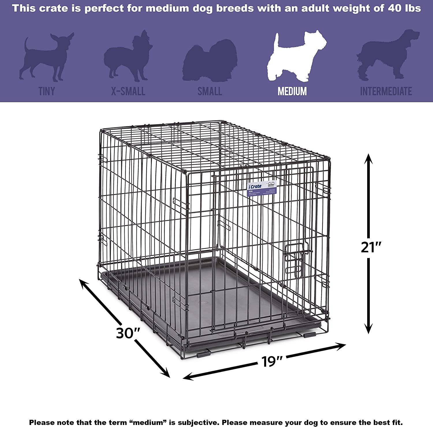 Midwest Single Door Enhanced Crate – 36-Inch Dog Crate with Leak-Proof Pan, Divider Panel, Patented Features, Floor-Protecting Feet, Ideal for Medium Breeds