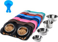 Hubulk 2 Stainless Steel Dog Bowls with Non-Skid Silicone Mat - Small, Pink, Includes Food Scoop