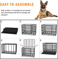 Heavy Duty Dog Crate with Wheels - Escape-Proof Steel Kennel for High Anxiety Dogs, Double Door & Tray, Extra Large XXL