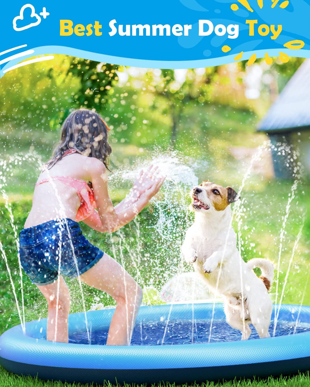 Peteast 67" Anti-Slip Dog Splash Pad, BPA-Free, 0.58mm Thick - Blue
