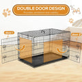 30-Inch Medium Dog Crate with Divider Panel - Metal Folding Kennel with Double Door & Leak-Proof Tray for Travel, Indoor/Outdoor