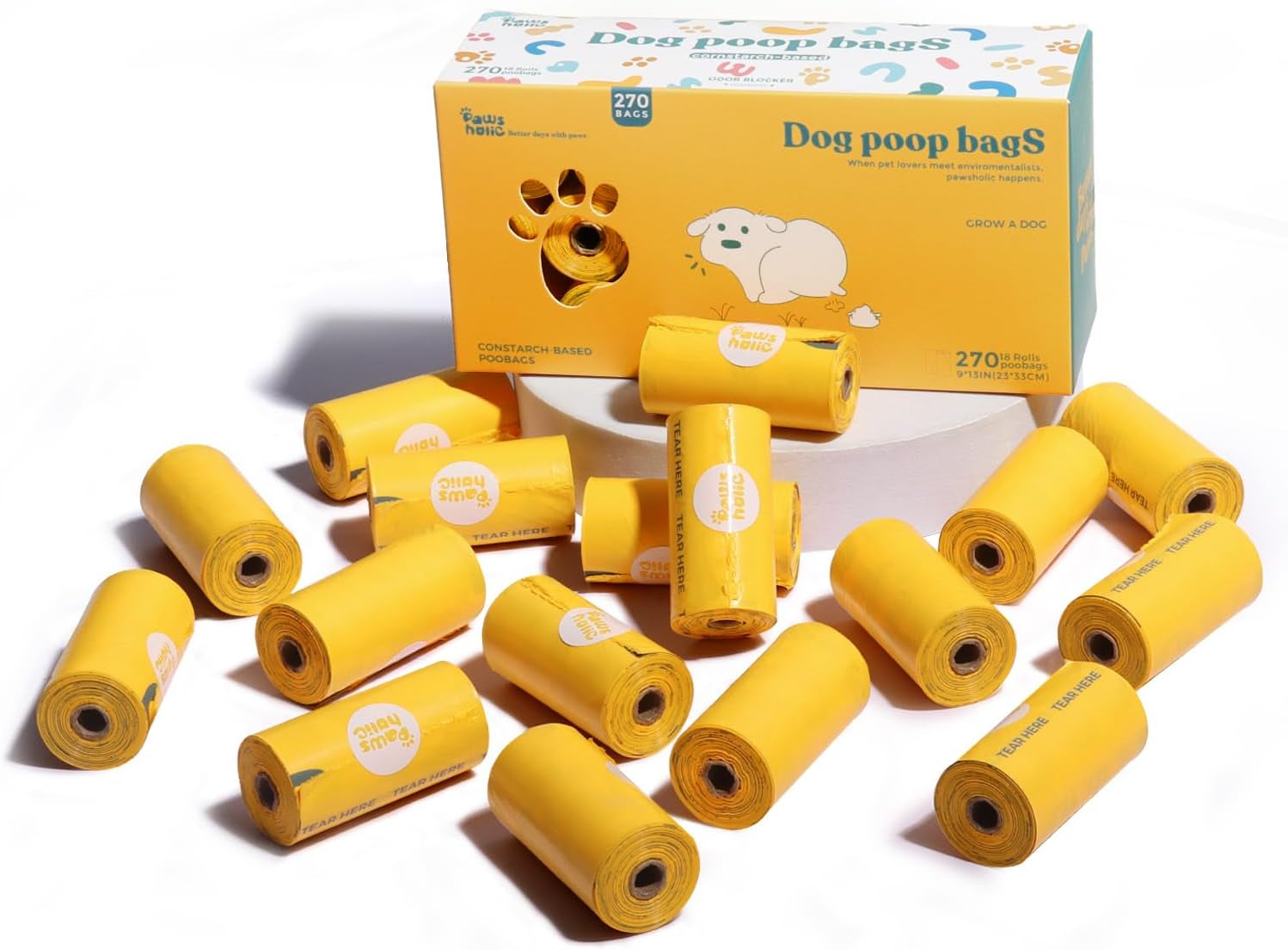 Certified Biodegradable Dog Poop Bags, Leak-Proof & Thickened Pet Waste Bags, Eco-Friendly Disposal Solution