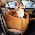 Memory Foam Dog Car Seat for Small Dogs Up to 35 lbs - Elevated Travel Booster Seat with Washable Cover & Storage Pockets, Black/Gray