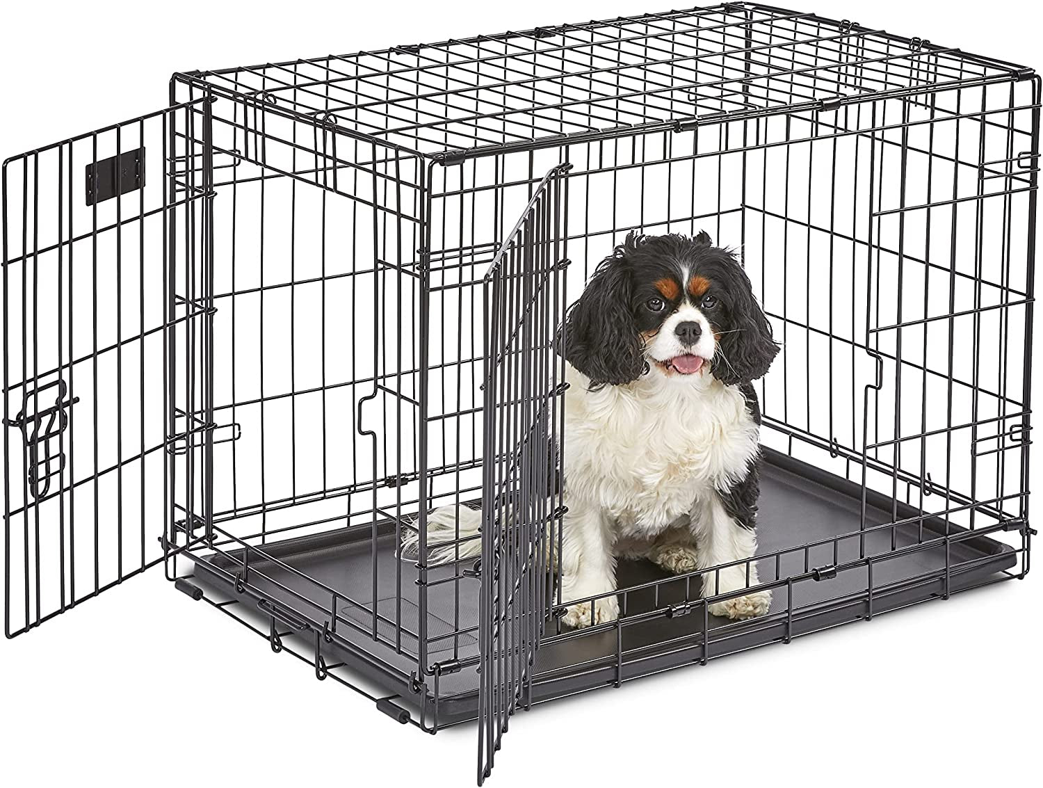 Midwest Double Door Enhanced Crate – Various-Sized Dog Crate with Leak-Proof Pan, Divider Panel, Patented Features, and Floor-Protecting Feet