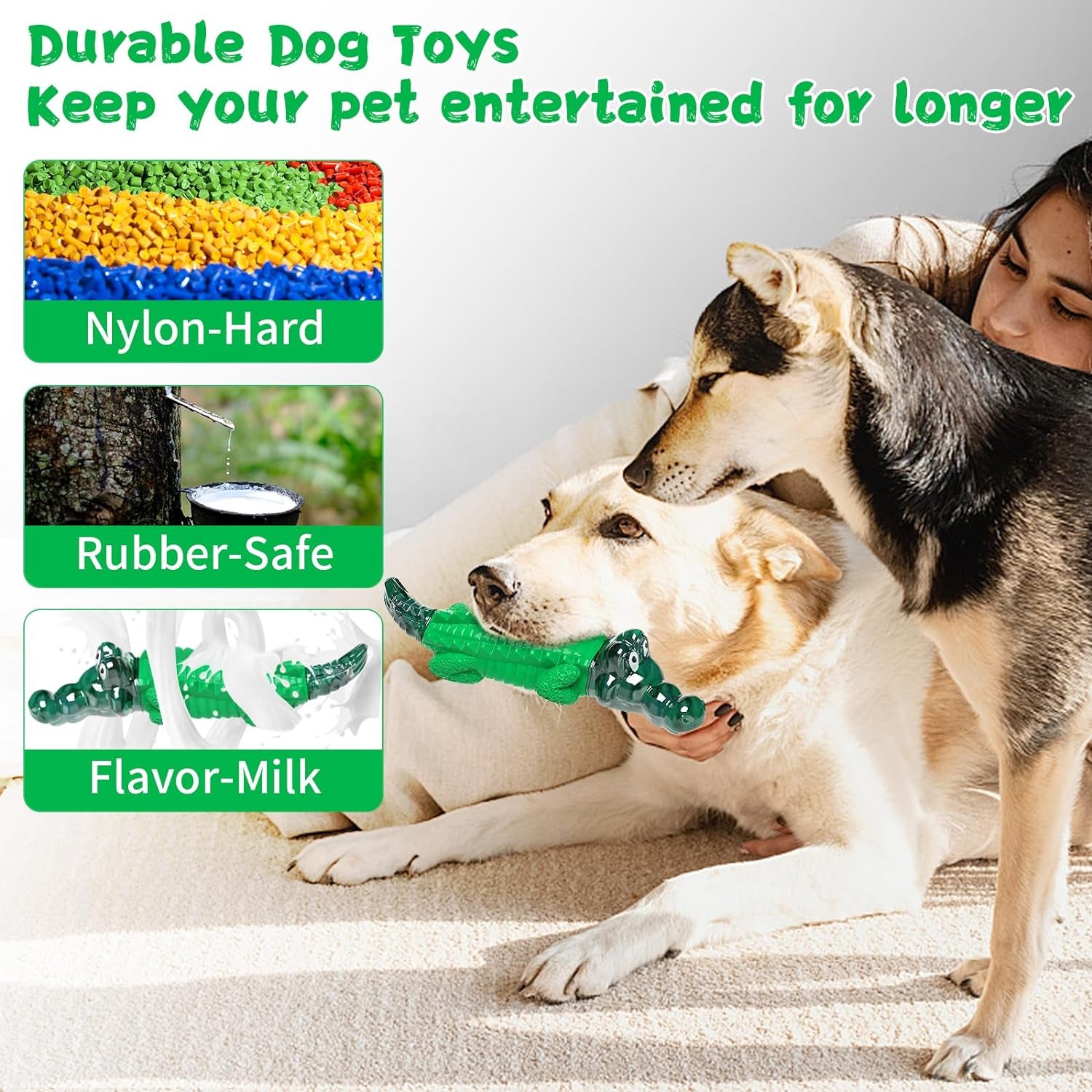 Indestructible Dog Chew Toys: Tough, Durable for All Sizes, Squeaky, for Aggressive Chewers