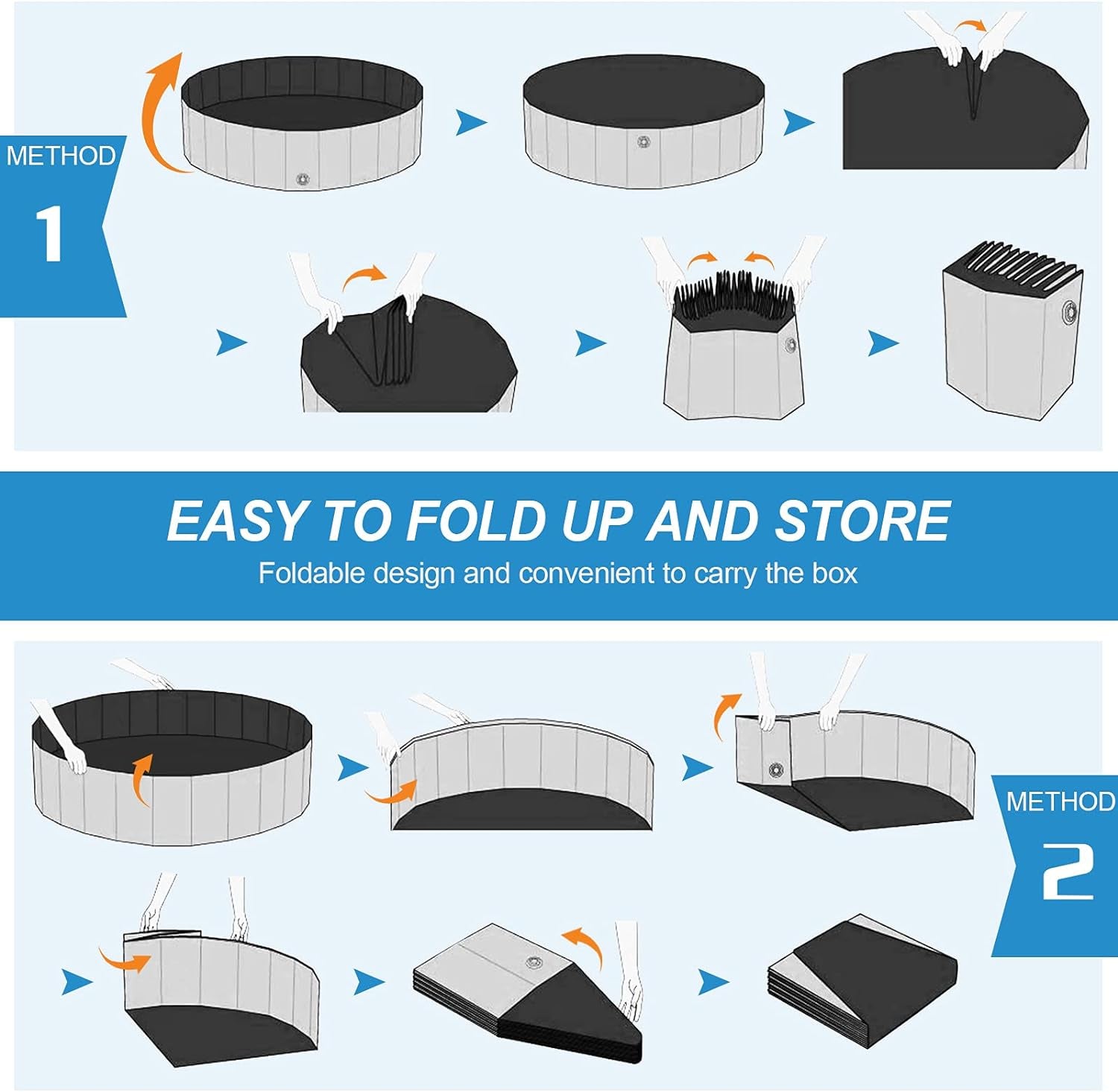 Niubya Foldable Dog Pool, Hard Plastic, Collapsible, 64x12" for Indoor/Outdoor
