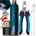 Dog Nail Grinder Kit: Quiet, Rechargeable, 3-Speed, Includes 2 Grinding Wheels, Dark Blue