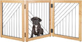 Multi-Panel Foldable Wood Dog Gate - Freestanding Indoor Pet Fence, Retractable Gate for Stairs & Doorways